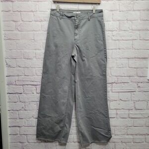 OAT New York Wide Leg High Rise Gray Jeans Size 10/30 (Fits 32") Raw Hem Casual‎
